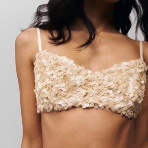 Danielle Guizio Ari Sequin Top Bralette New Size Medium